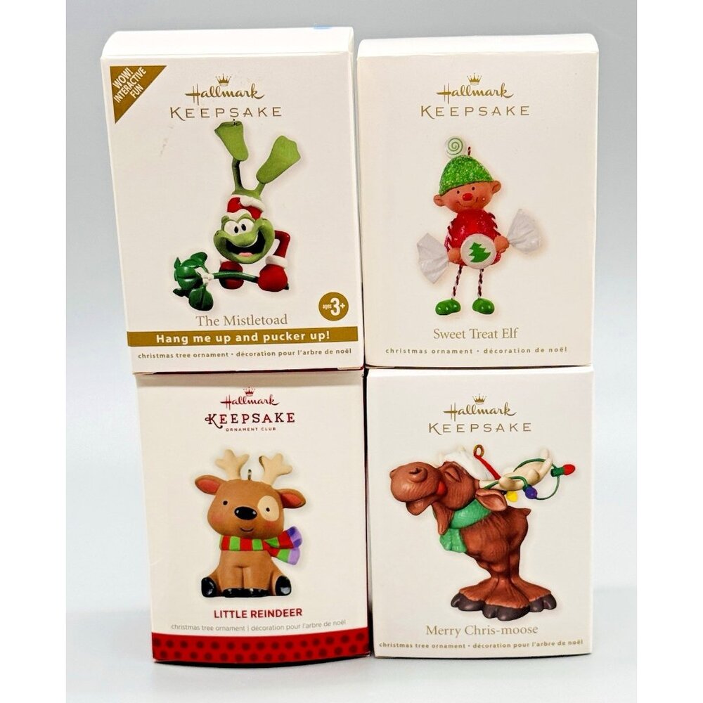 Hallmark Keepsake Mistletoe Frog Little Reindeer Moose Sweet Treat Elf Lot of 4